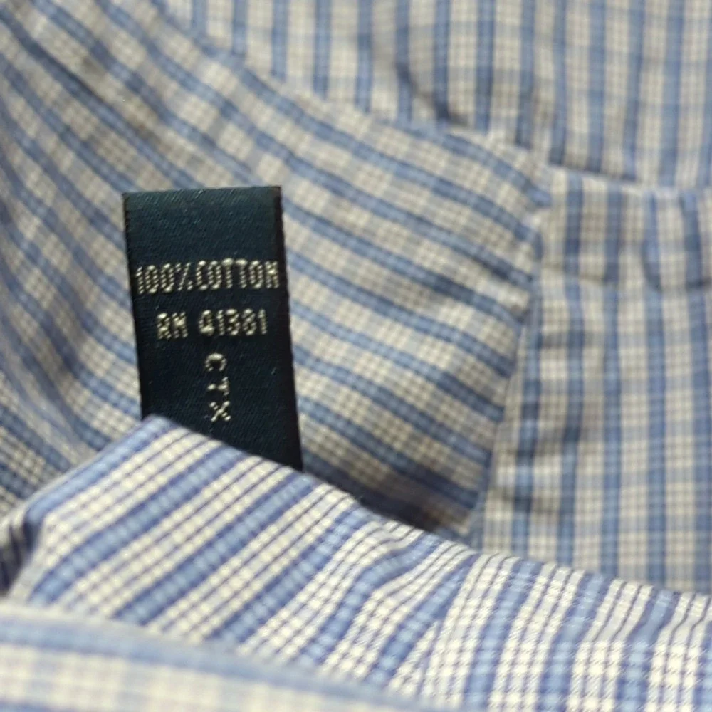Polo Ralph Lauren Button Down Shirt Mens 17 XL Blue Check Curham Classic Fit